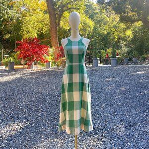 Anthropologie Maeve Greta Green Check Gingham Midi Dress (Size 2 - USA)